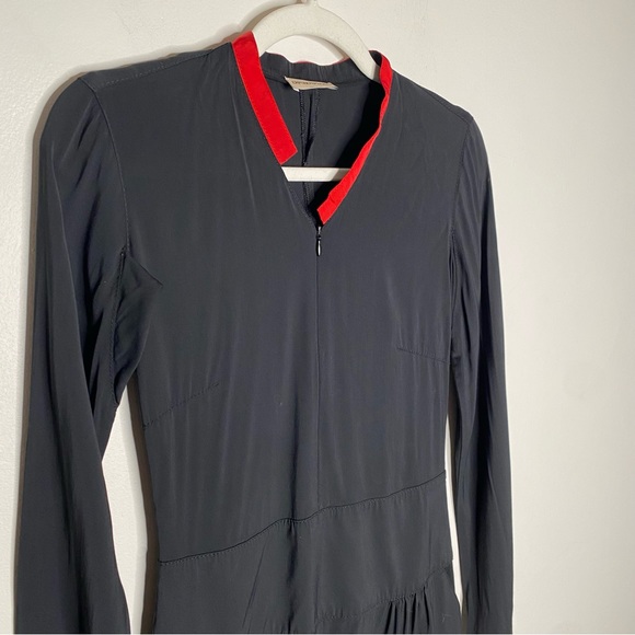 EMPORIO ARMANI Black Wool Blend Mini Dress with Red Collar - Size 4 - Picture 2 of 12
